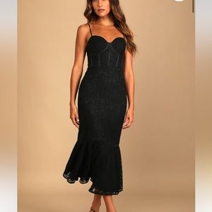 LuLus Black Trumpet Dress